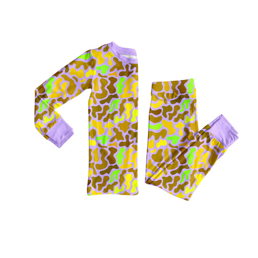 8.12Preorder(moq 5) Baby Girls Purple Camo Top Pants Lounge Wear Pajamas Sets
