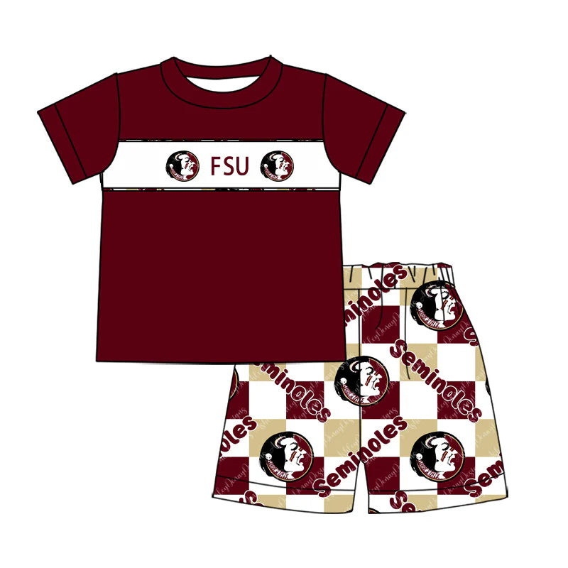 7.21Preorder (moq 5)Baby Boys Seminoles FSU Top shorts clothes sets