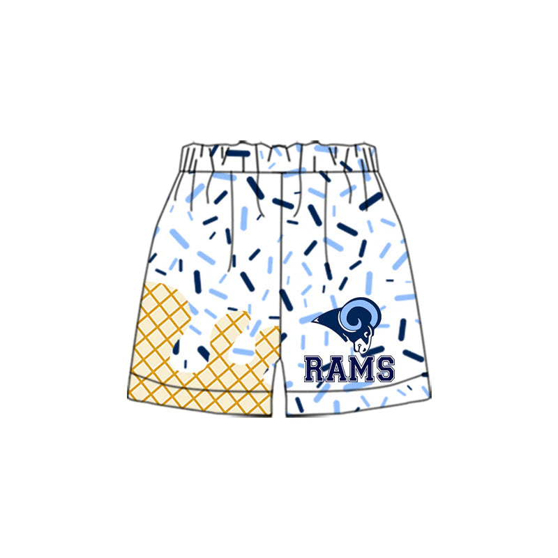 8.13Baby Boys Blue Drip RAMS Team Shorts Bottom
