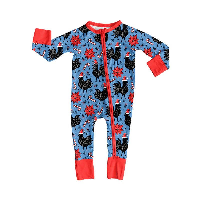 8.4Preorder(moq 5)Baby Infant Boys Christmas Hats Chicks Plaid Zipper Rompers