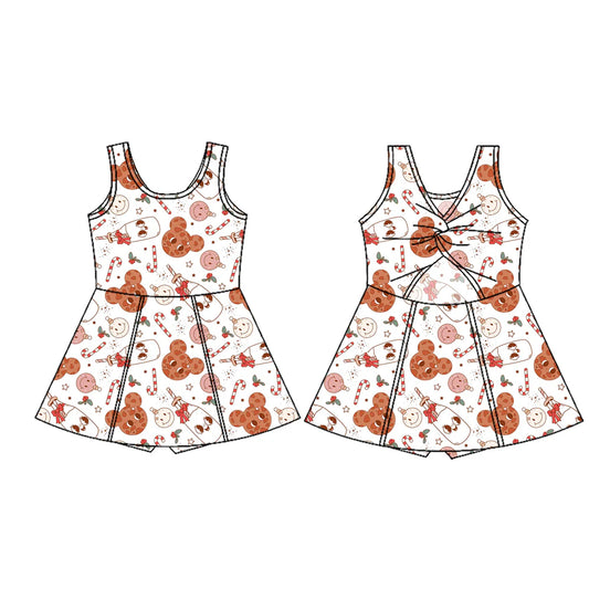 7.18Preorder (moq 5)Baby Girls Sleeveless Mouse Cookie Candy Cane Shorts Knee Length Dresses