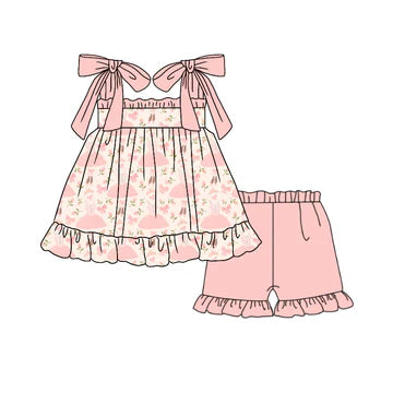 5.6 Pink sling bow print suit