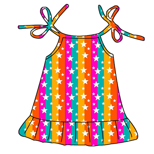 6.21 Colorful Star Suspender Dress