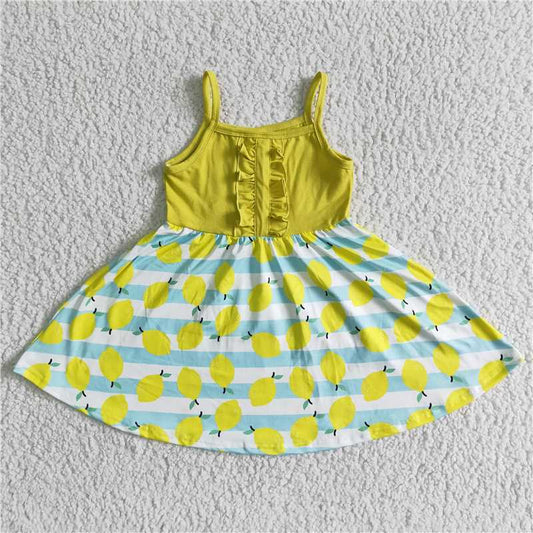 lemon girls dress summer fruit skirt