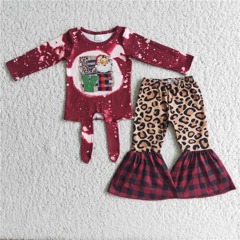 christmas clothes t-shirt & pants santa kids clothing girls outfits