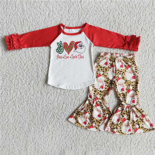 christmas clothes t-shirt & pants santa kids clothing girls outfits