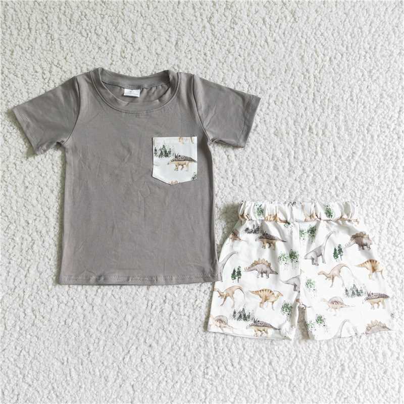 D11-12 Baby boys summer pocket short sleeve shirt bottom shorts sets