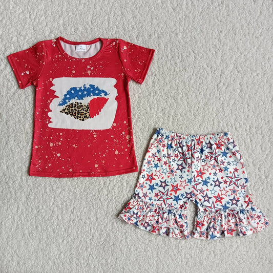 July 4th girls shorts sets summer kids clothes