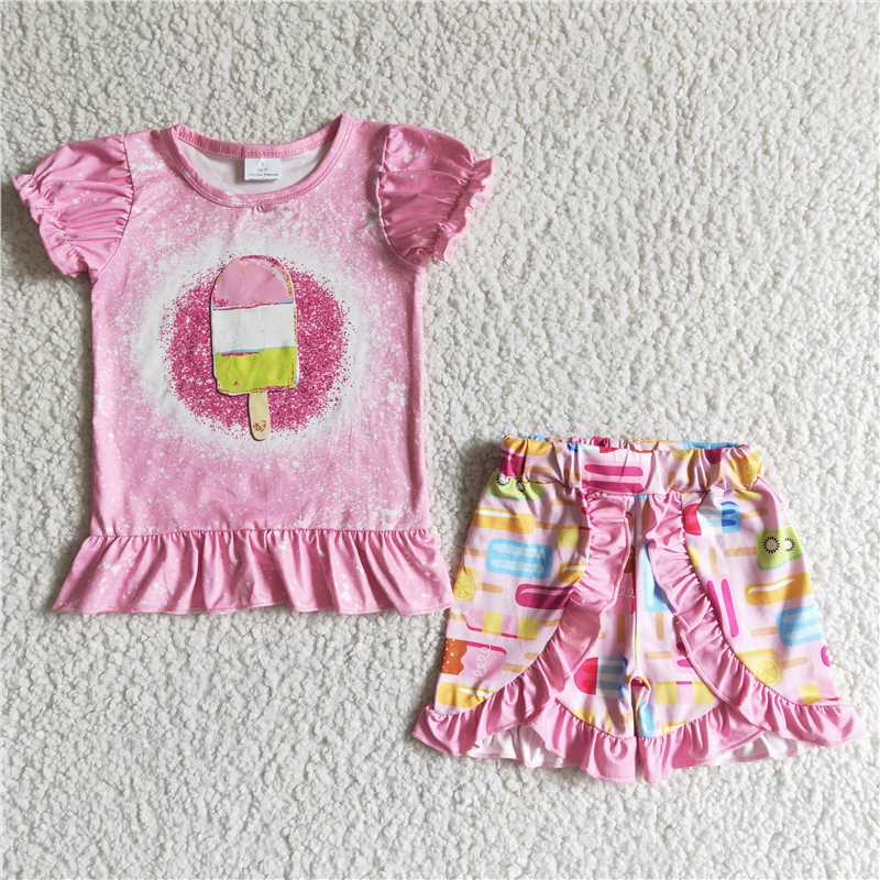 Popsicle girls outfits tops & shorts sets summer kids clothes