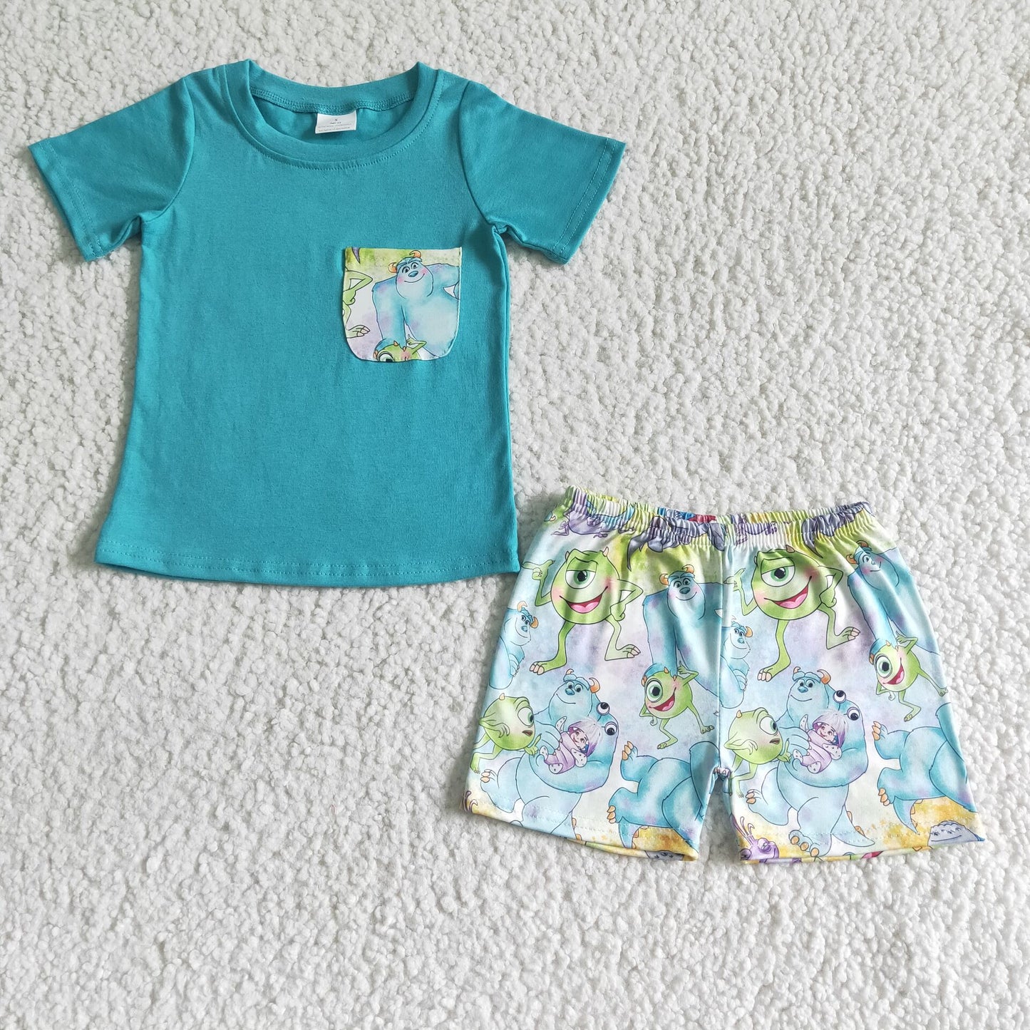 BSSO0021 baby boys pocket design aqua summer shorts sets