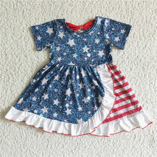 July 4th star girls dress kids skirt children's clothes