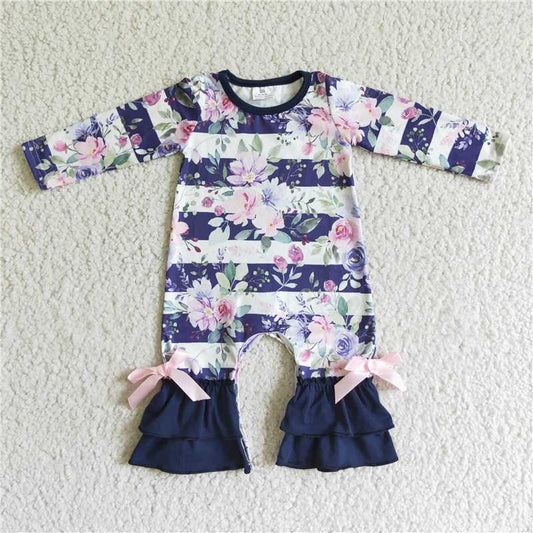 flaral long sleeve girls baby rompers