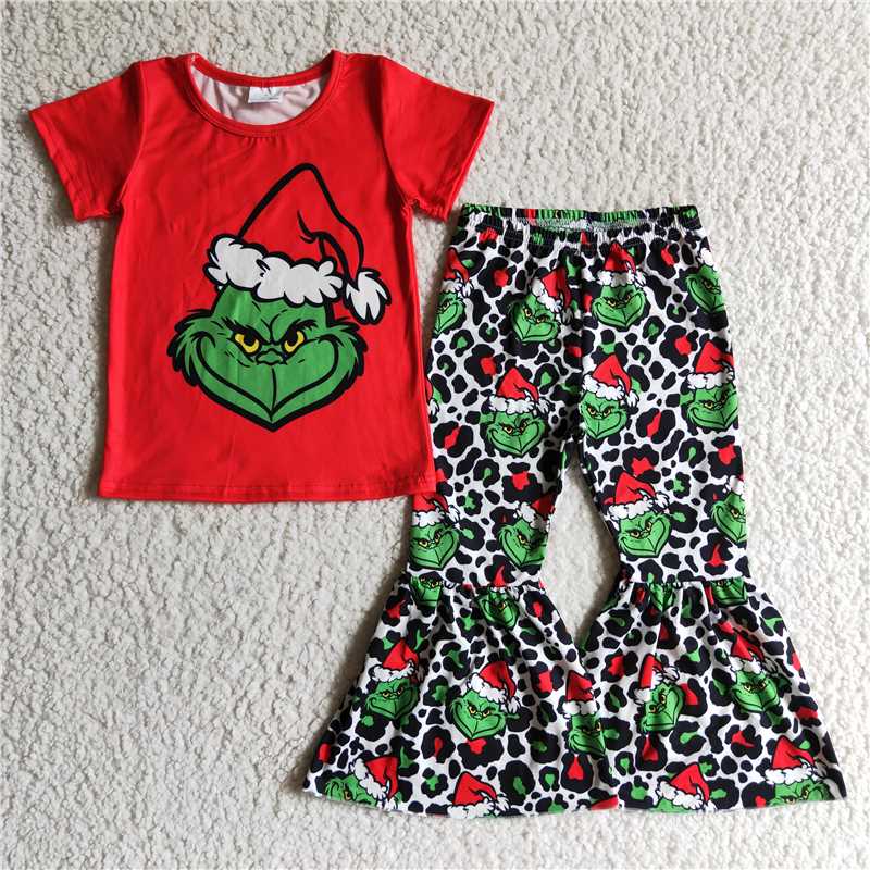 christmas clothes short sleeve t-shirt bell grinch kids clothing girls outfits