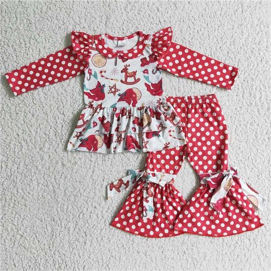 merry Christmas santa girls outfits shirt & pants fall winter sets