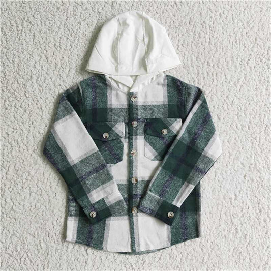 flannel boy tops long sleeve hoodie shirt