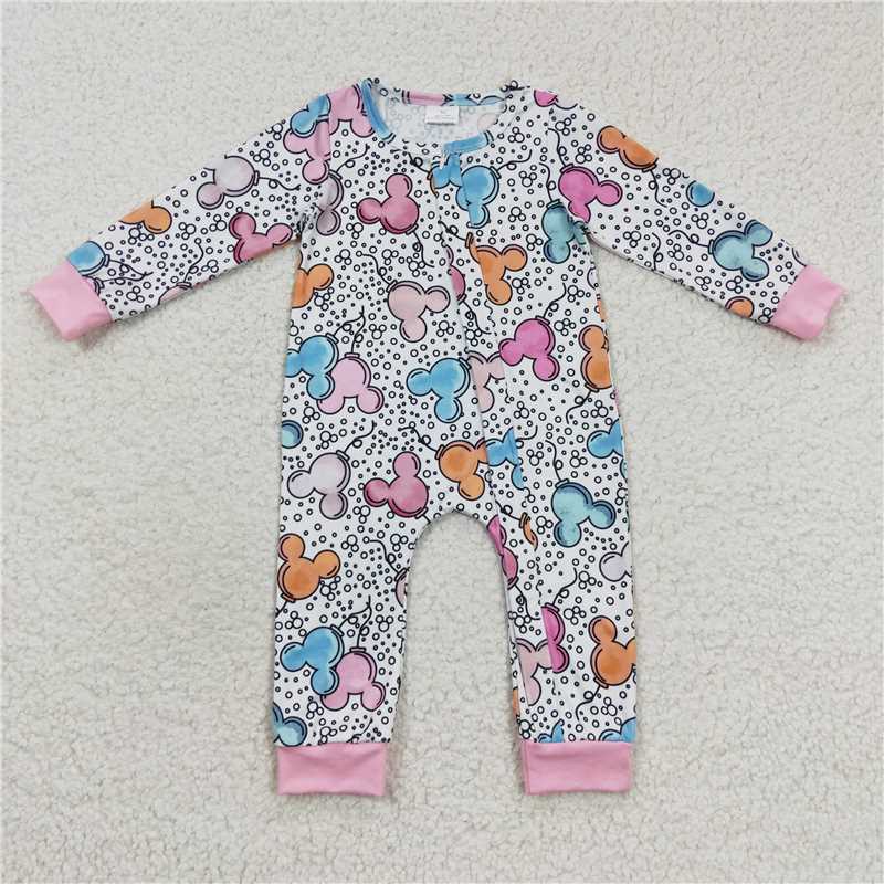 long sleeve cartoon mouse boys zipper romper kids clothes