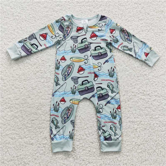 zipper romper fishing boys jumpsuit baby clothes