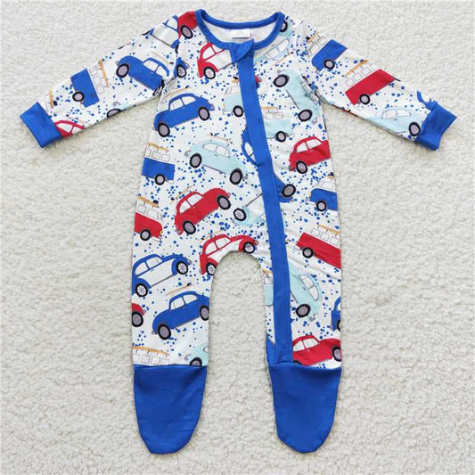 cars Zip Sleeper romper with feet long sleeve jumpsuit baby clothes