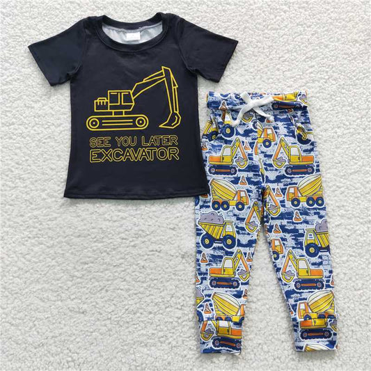 boys outfits see you later evcavator shirt & pants 2 pieces sets kids clothes