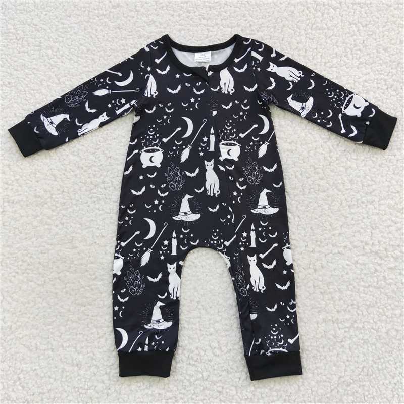 halloween black zipper romper kids jumpsuit baby clothes