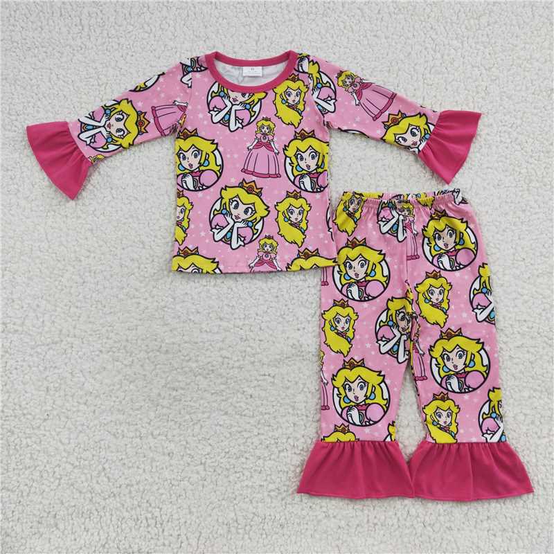 GLP0611 Cartoon princess star rose red lace long sleeve trousers suit
