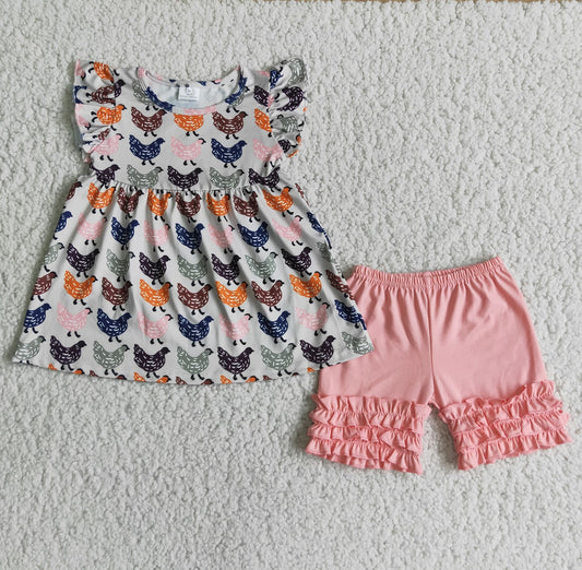 chicken girls outfits tops & shorts sets summer kids clothes