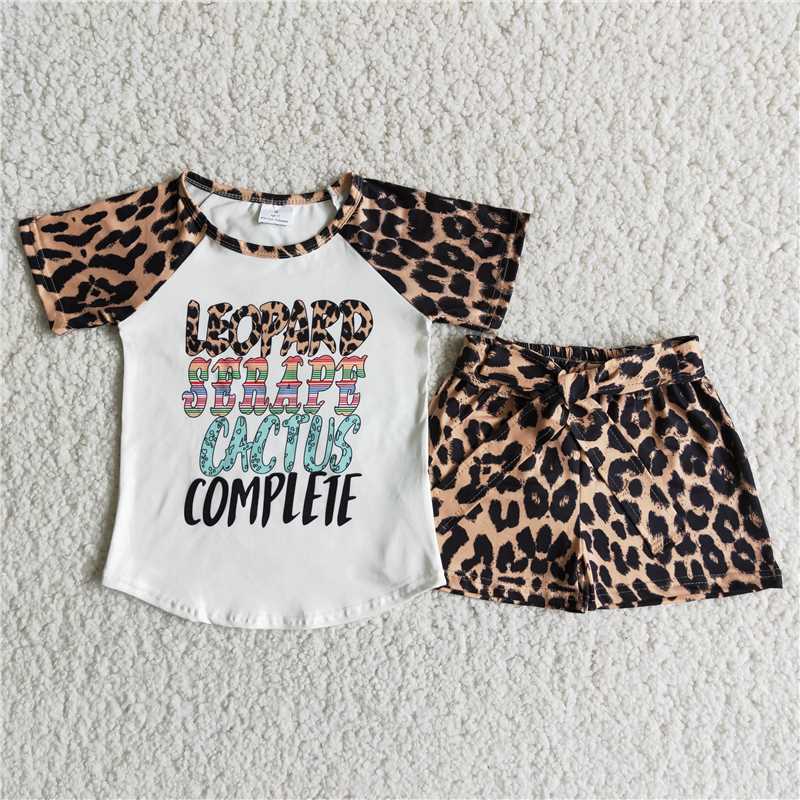 girls outfits tops & leopard shorts sets summer kids clothes