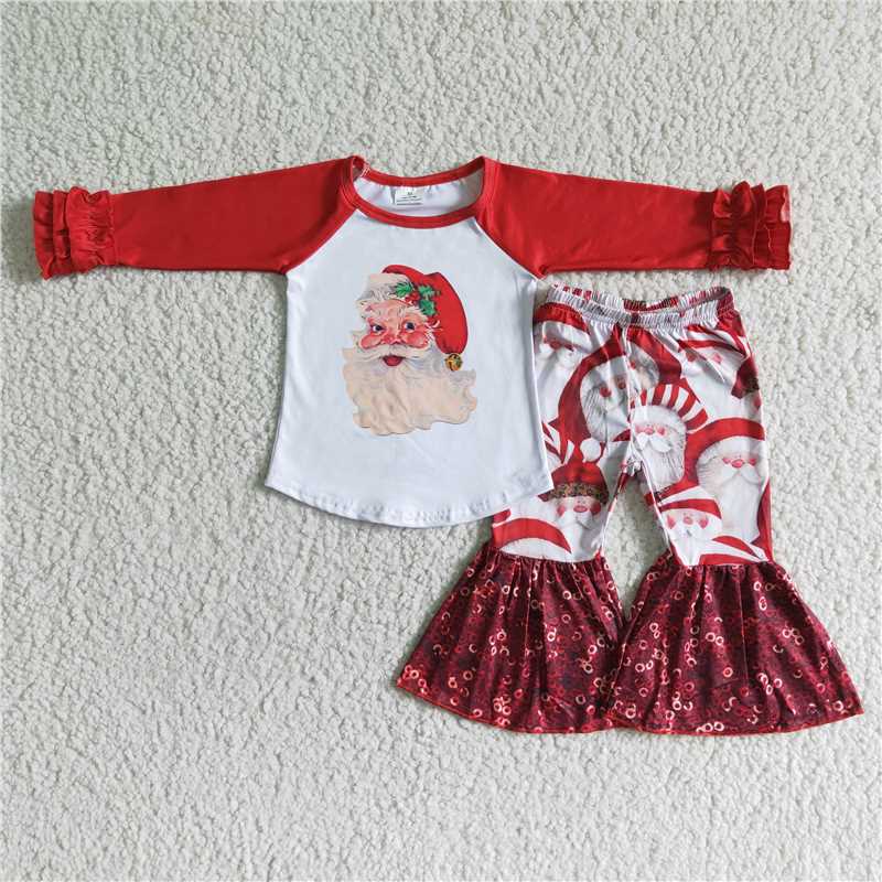 christmas clothes t-shirt & pants santa kids clothing girls outfits