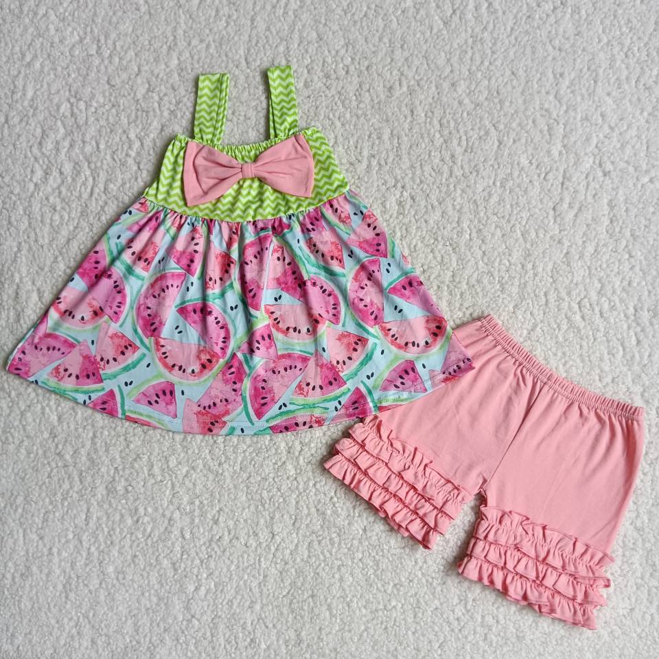 girls outfits watermelon top & shorts sets summer kids clothes