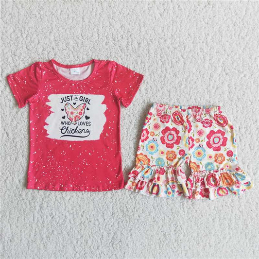 chicken girls outfits tops & shorts sets summer kids clothes