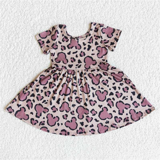 leopard cartoon mouse girls dress summer kids skirt