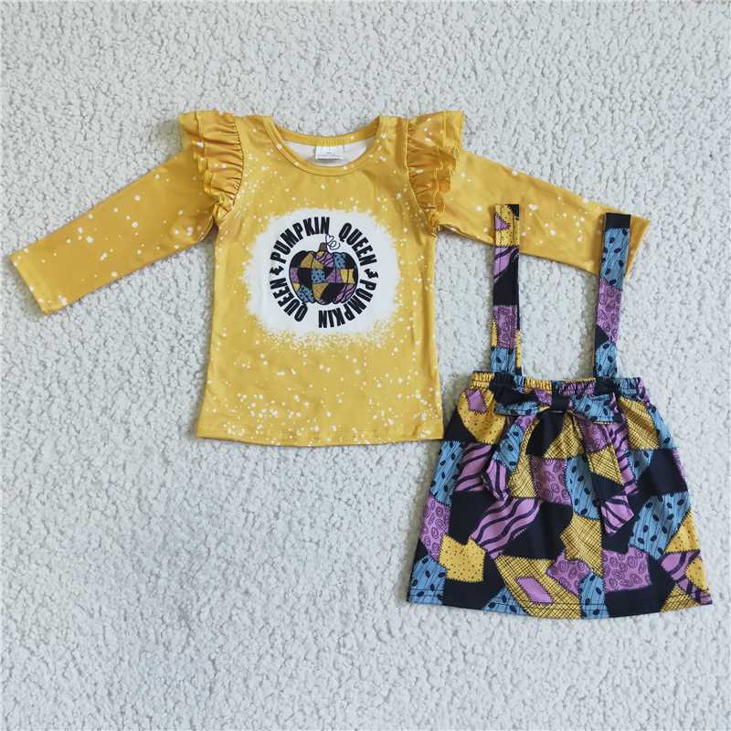 pumpkin t-shirt & half dress girls outfits skirt suits kids clothes