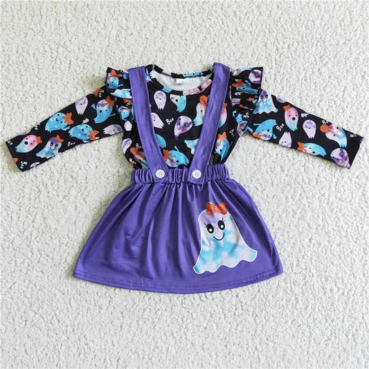 hallowen ghost t-shirt & half dress girls outfits overalls skirt suits kids clothes