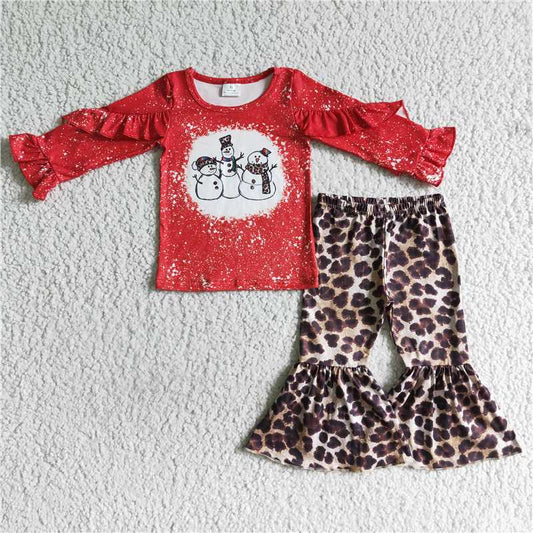 christmas clothes t-shirt & pants snowman kids clothing girls outfits