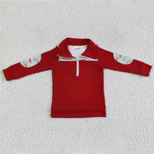 BT0047 Boys Christmas car red long-sleeved top