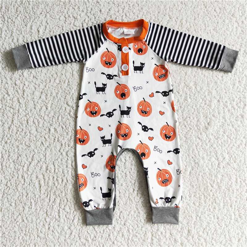 halloween boys rompers pumpkon black cats kids jumpsuits