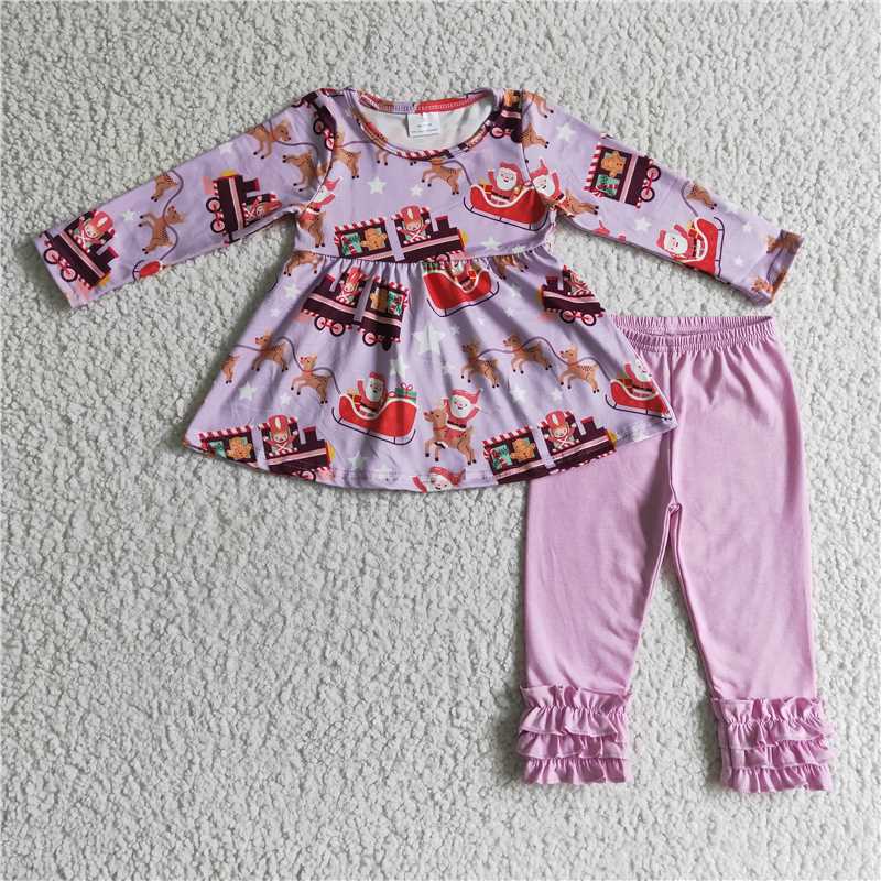 merry Christmas santa girls outfits shirt & pants fall winter sets