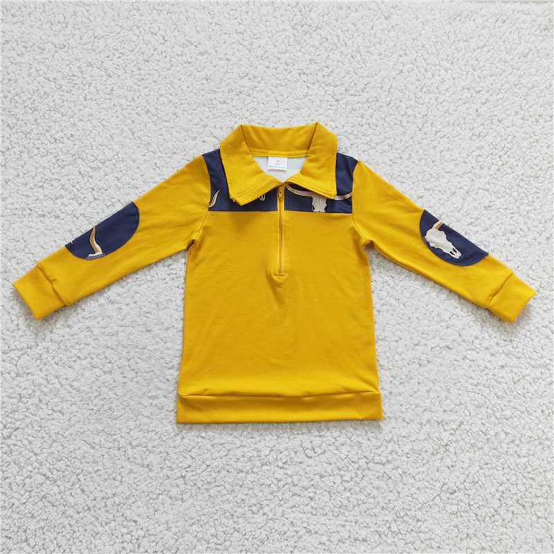 BT0124 Boys' Khaki Bullhead Zipper Long Sleeve Top