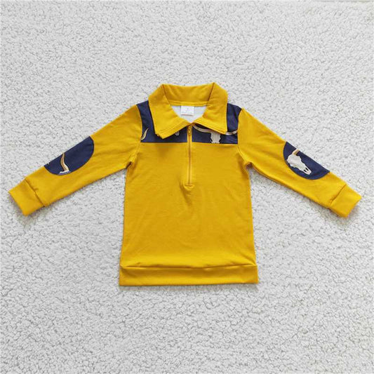 BT0124 Boys' Khaki Bullhead Zipper Long Sleeve Top