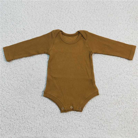 borwn kids bubble long sleeve solid color baby romper