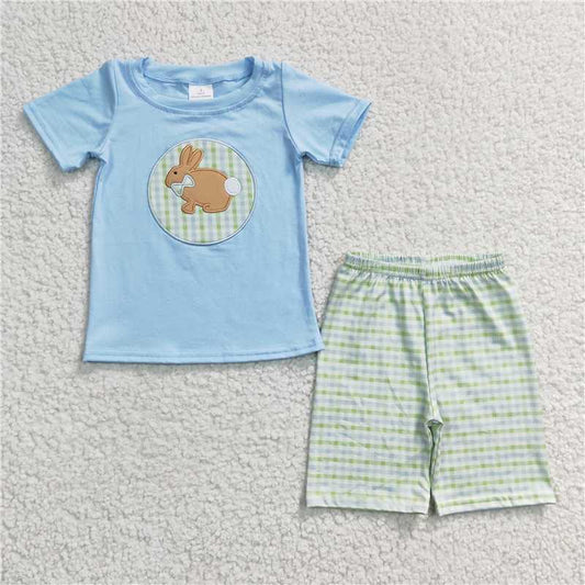 embroidered bunny easter boys shorts outfits kids clothes