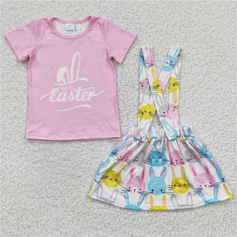 bunny shirt & half dress girls outfits easter overalls skirt suits kids clothes