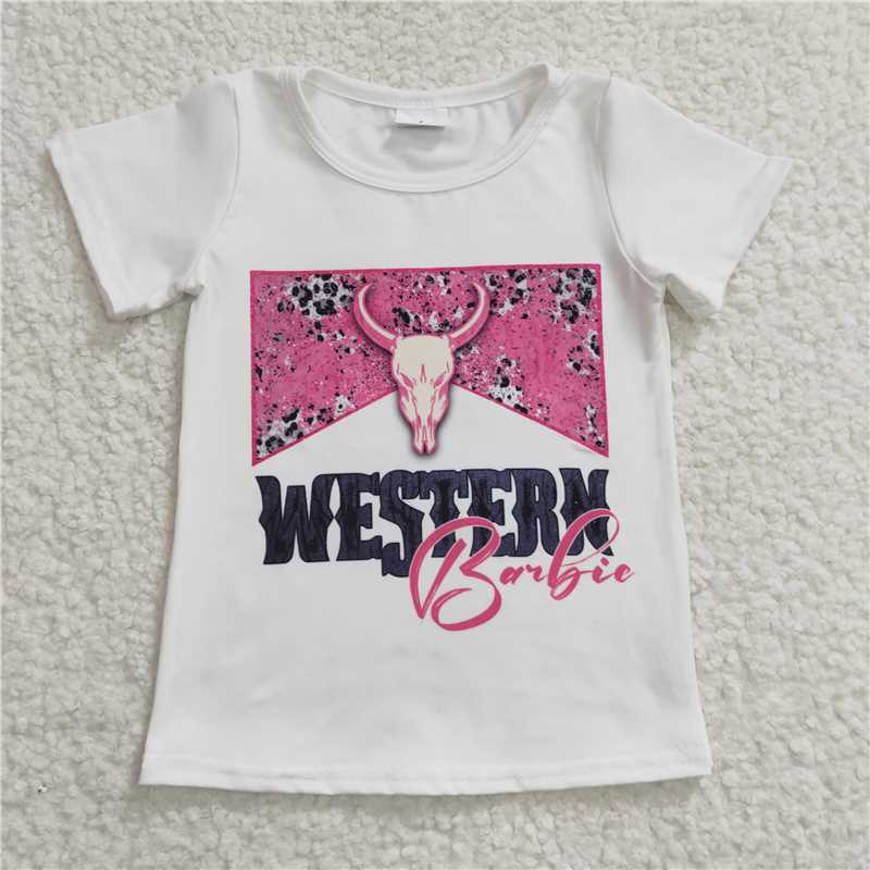 western girls short sleeve t-shirt kids clothes