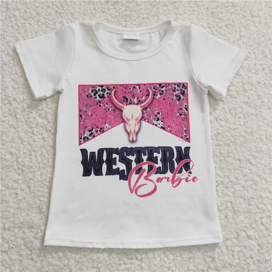 western girls short sleeve t-shirt kids clothes