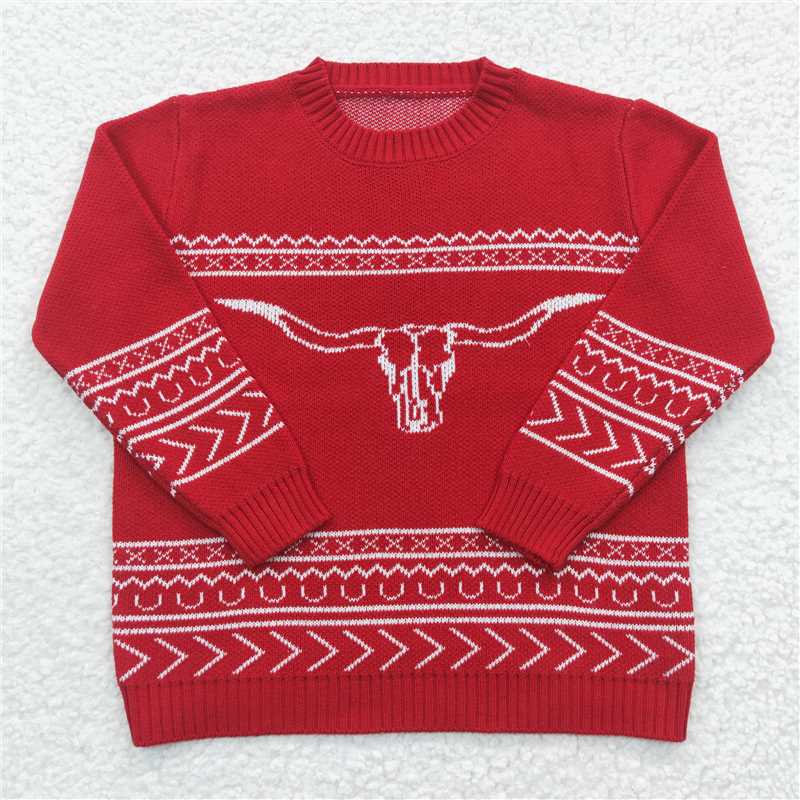 red longhorn christmas children Sweater kids clothes