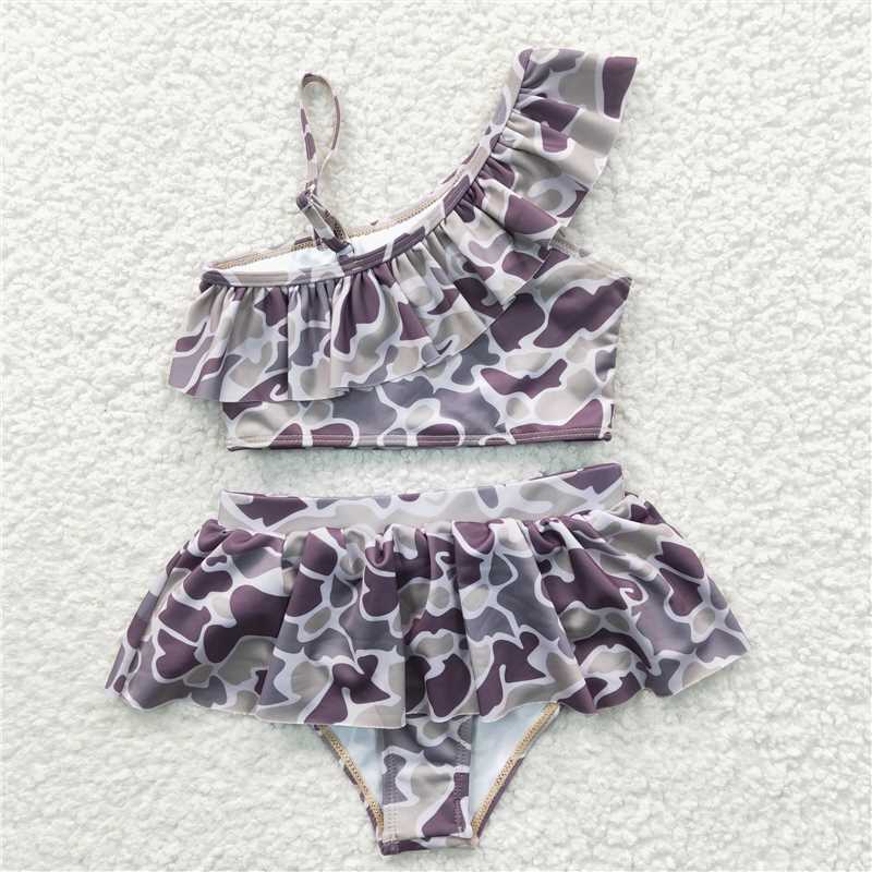 S0078 Camouflage Gray Swimsuit Set