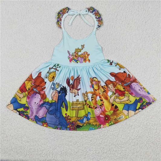 cartoon Bear girls dress summer pink kids skirts