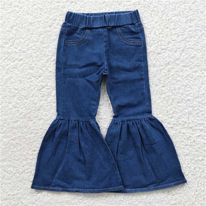 blue girls elastic waist bell jeans