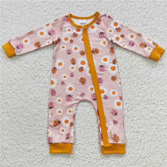 zipper romper ladybug floral jumpsuit baby clothes