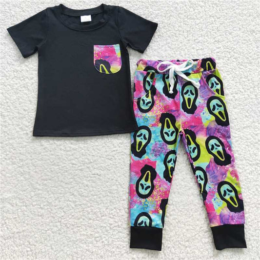 boys outfits scream shirt & pants 2 pieces sets Halloween kids clothes